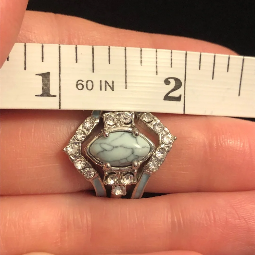 Elegant Silver and Light Blue Faux Turquoise Stone Ring
